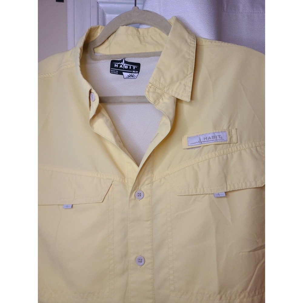 Habit yellow mens fishing/outdoor shirt size med Summer Lake LIfe Beach